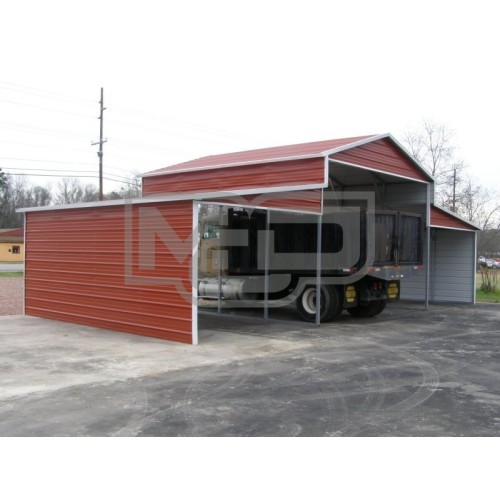 Metal Barn | Boxed Eave Roof | 42W x 21L x 12H | Raised Center