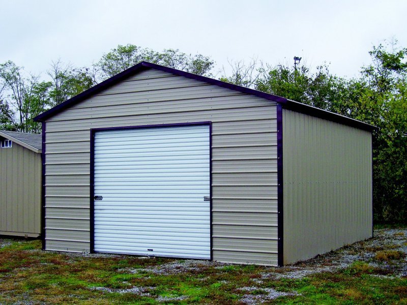 Garage | Boxed Eave Roof | 18W x 26L x 9H | 1-Car Metal Garage