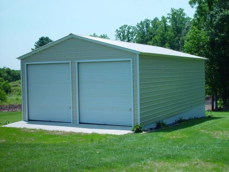 Metal Garage | Vertical Roof | 22W x 31L x 11H | 2-Car Garage