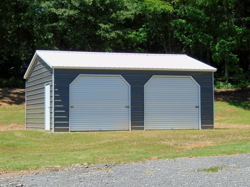 Side Entry Metal Garage | Vertical Roof | 20W x 26L x 9H | 2-Bay