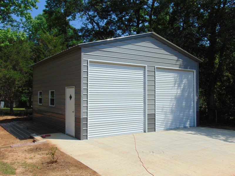 Steel Garage Building | Vertical Roof | 24W x 36L x 12H | 2-Bay