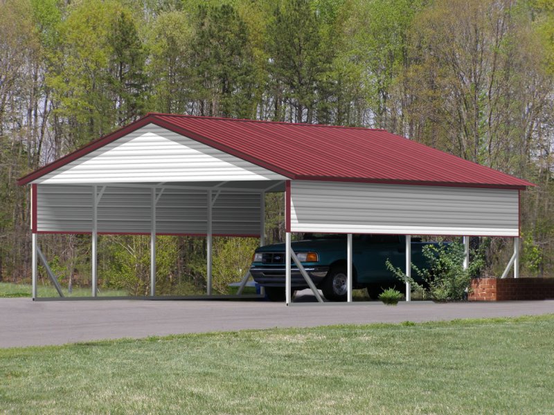 Carport | Vertical Roof | 20W x 21L x 8H | 2 Gables | 2 Panels